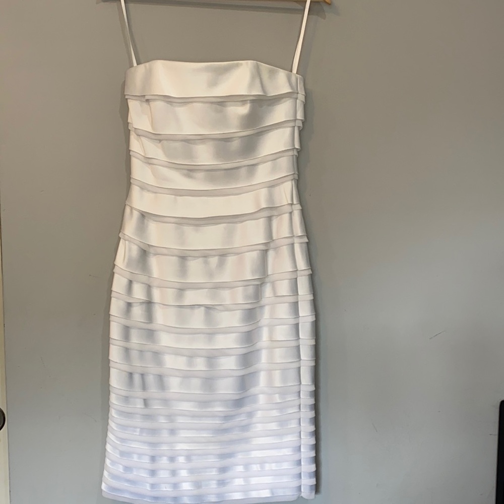 WHITE HOUSE BLACK MARKET White Midi sheath dress.